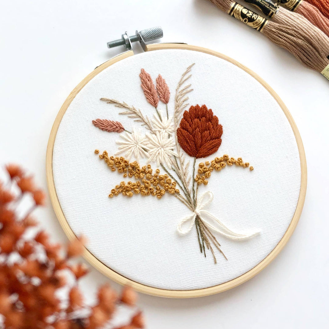 Matryoshka Doll Shop - Flowers Bouquet Embroidery Kit, beginner embroidery diy kit