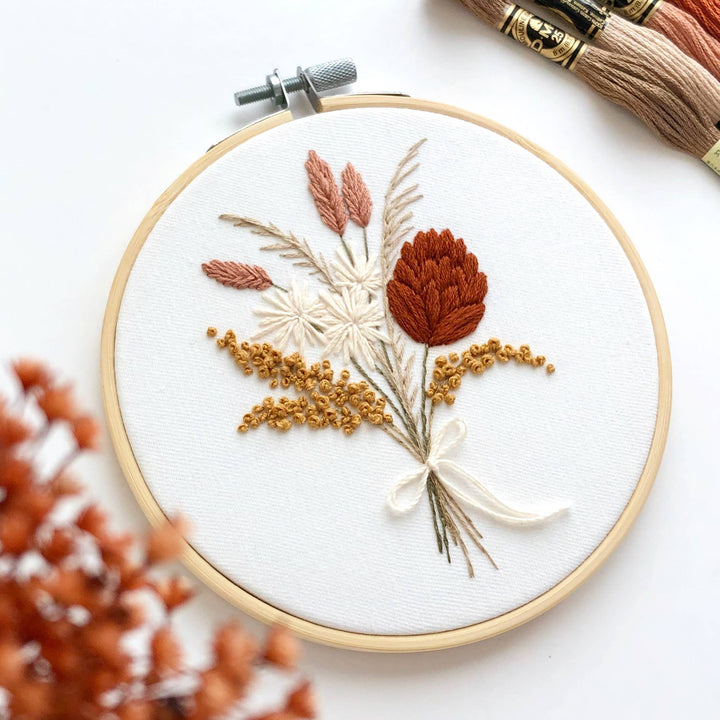 Matryoshka Doll Shop - Flowers Bouquet Embroidery Kit, beginner embroidery diy kit