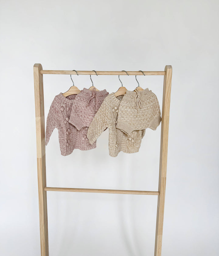 OLIVE & CRADLE - Baby Knit Outfit 4PC SET Sweater Bloomer Booties bonnet
