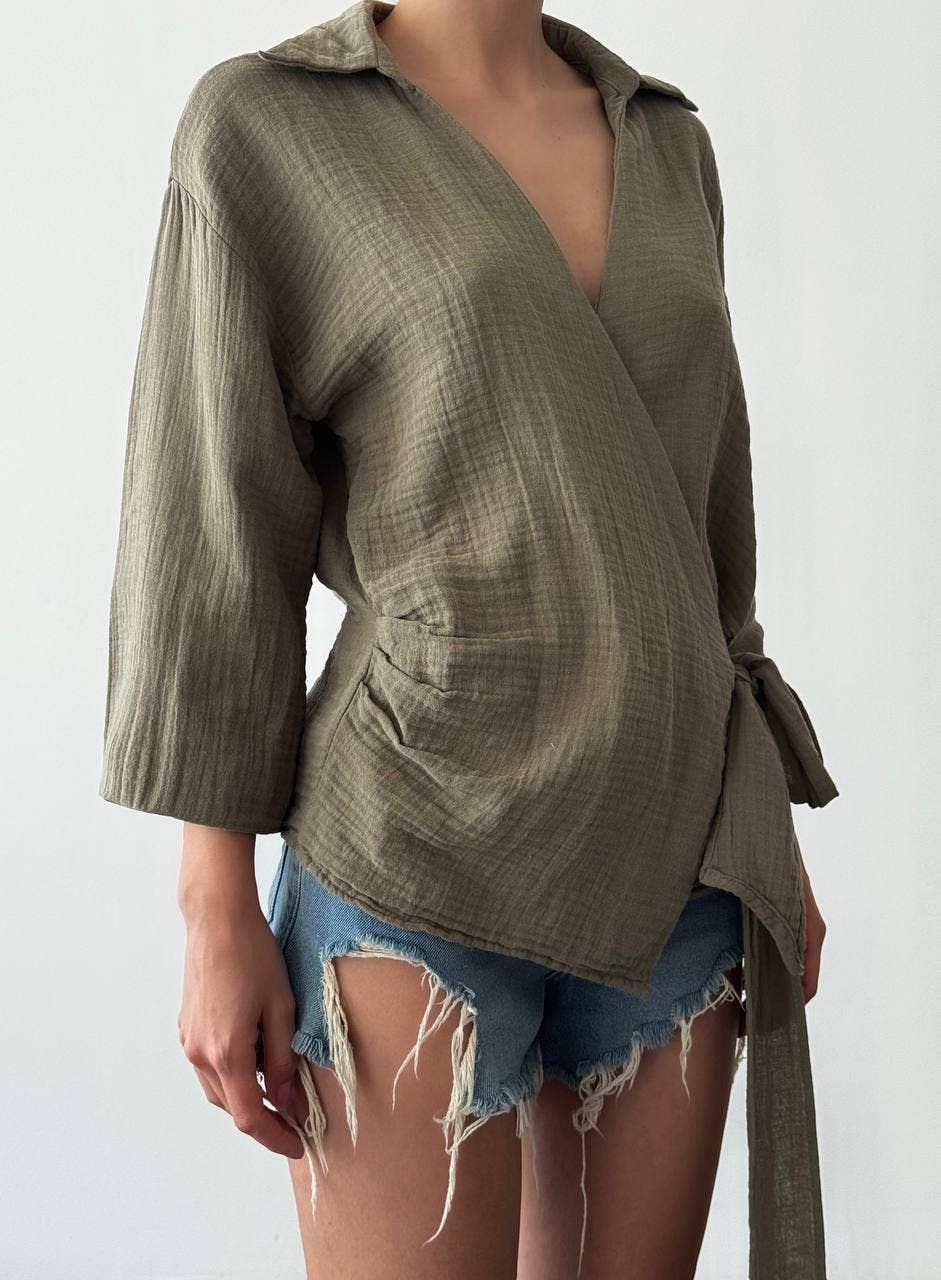 The Anaz Muslin Wrap Top