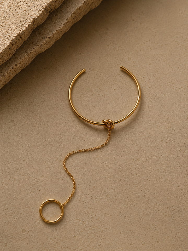 Pre-Order: Solana Hand Chain Cuff Bracelet — Gold