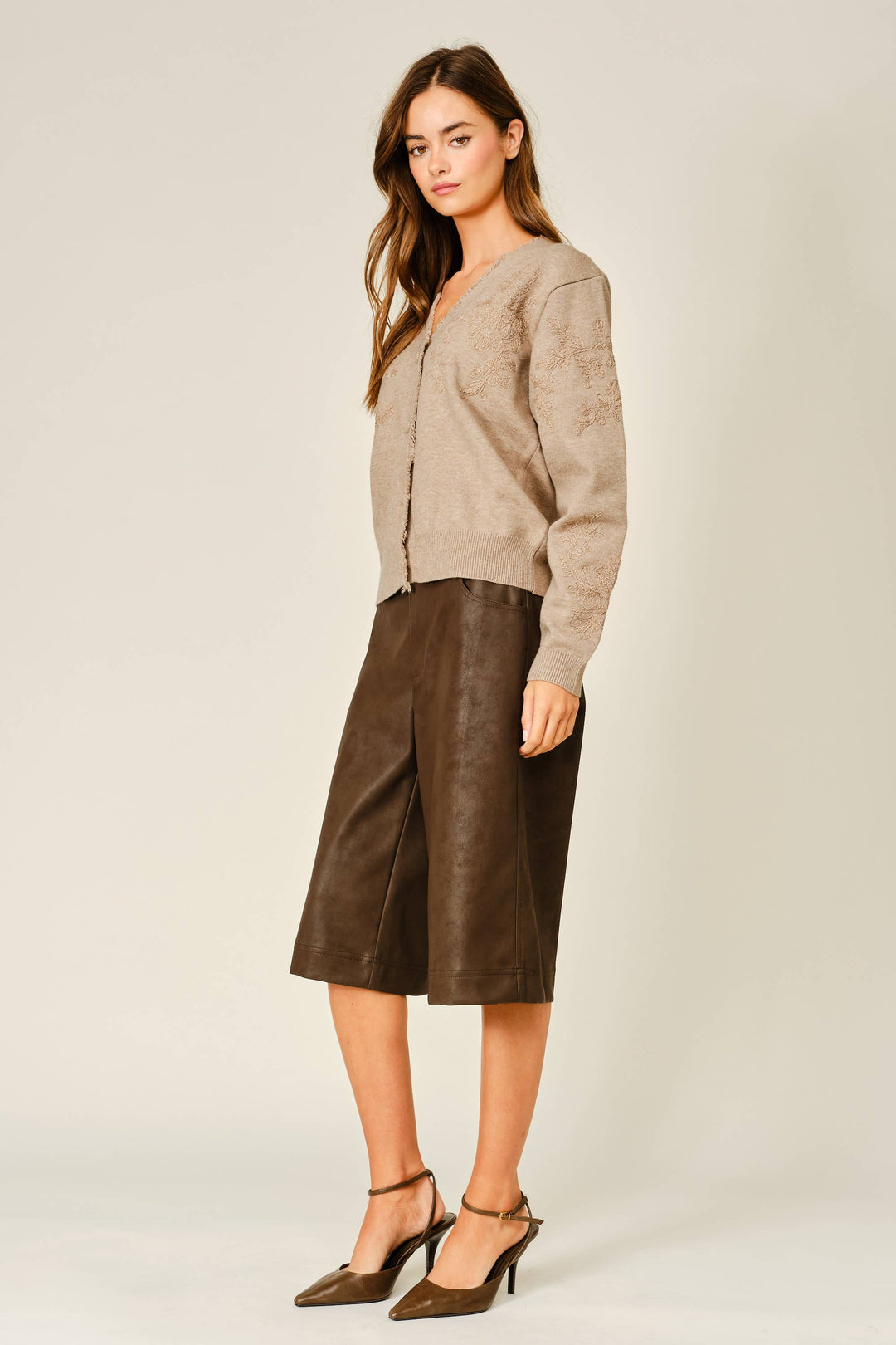 Pre-Order- WOOL MIX EMBROIDERED SWEATER CARDIGAN