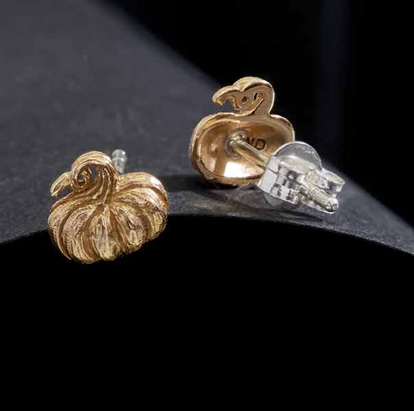 Nina Designs - 3D Pumpkin Post Earrings 8x8mm