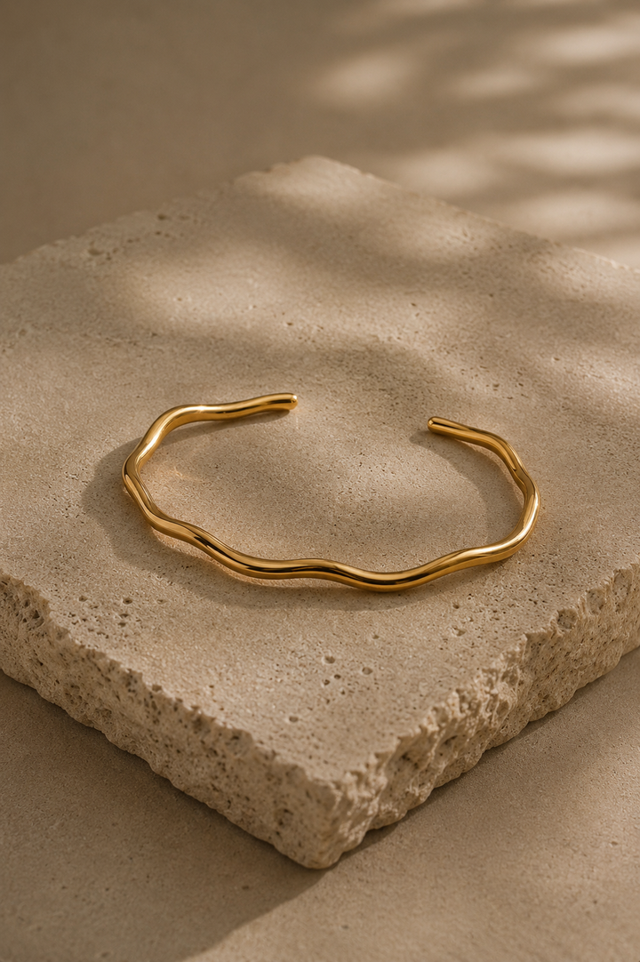 Calista Wavy Cuff Bracelet — Gold