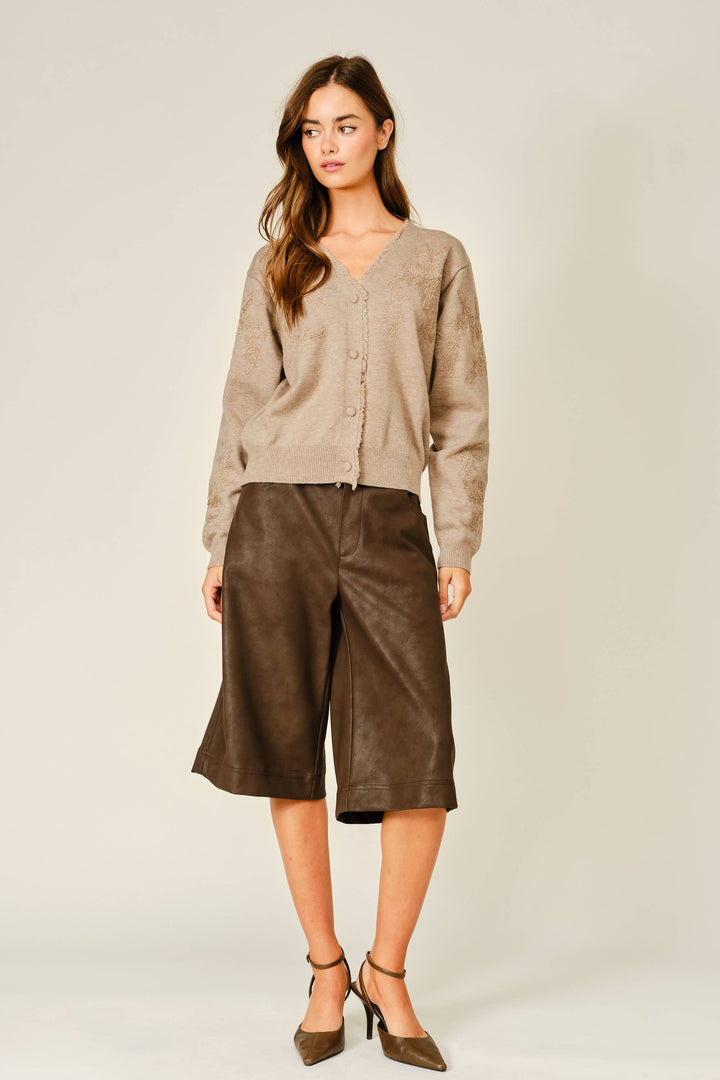Pre-Order- WOOL MIX EMBROIDERED SWEATER CARDIGAN