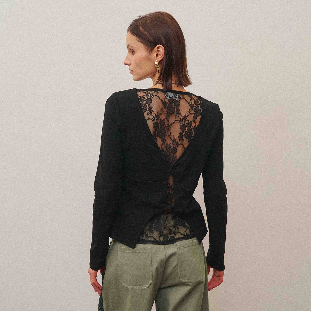 The Able Lace Back Long Sleeve Top
