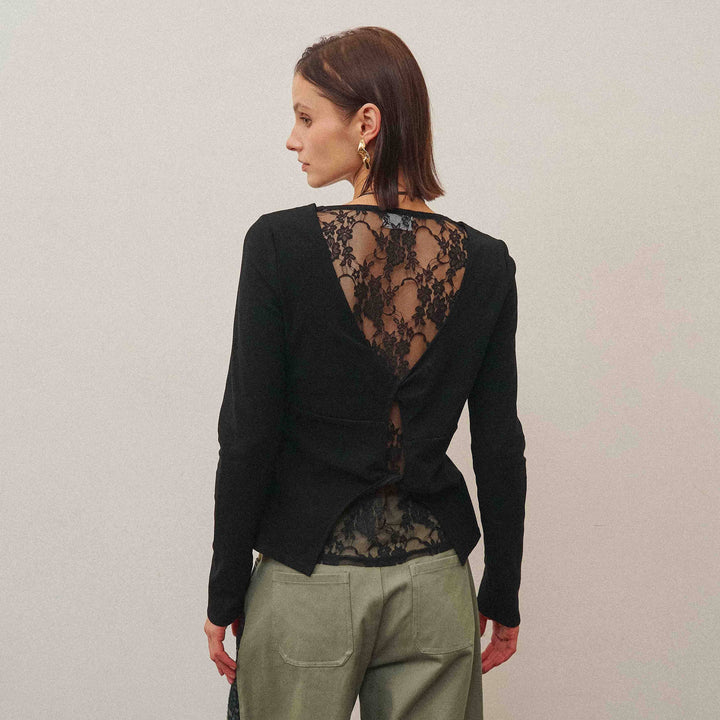 The Able Lace Back Long Sleeve Top