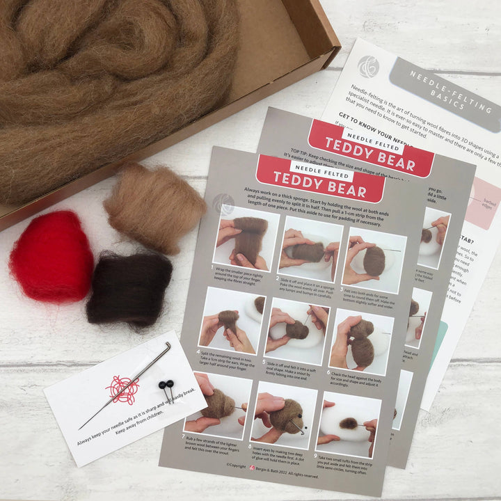 Bergin & Bath - Needle Felting Kit - Teddy Bear. Beginners felt kit.