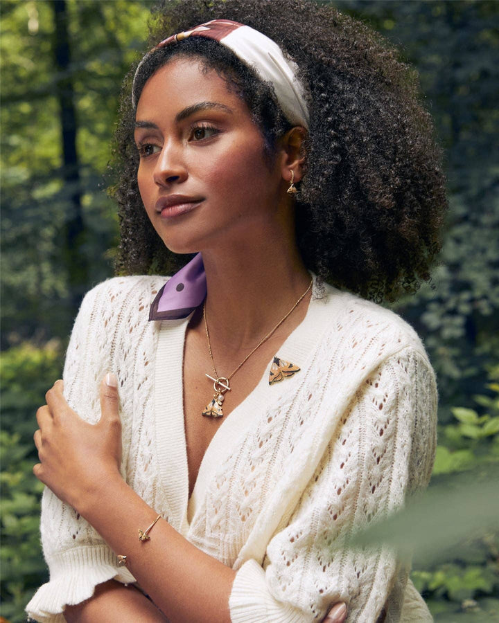 Fable England - FABLE Enamel Moth Huggie Earrings