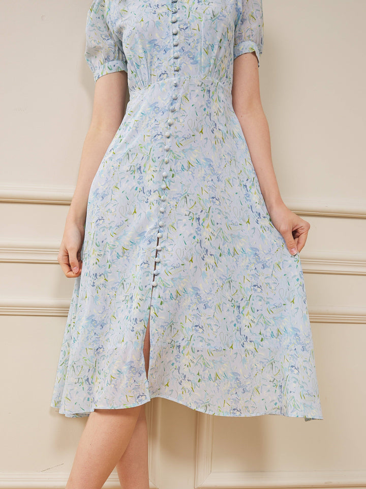 Blue Silk Midi Dress
