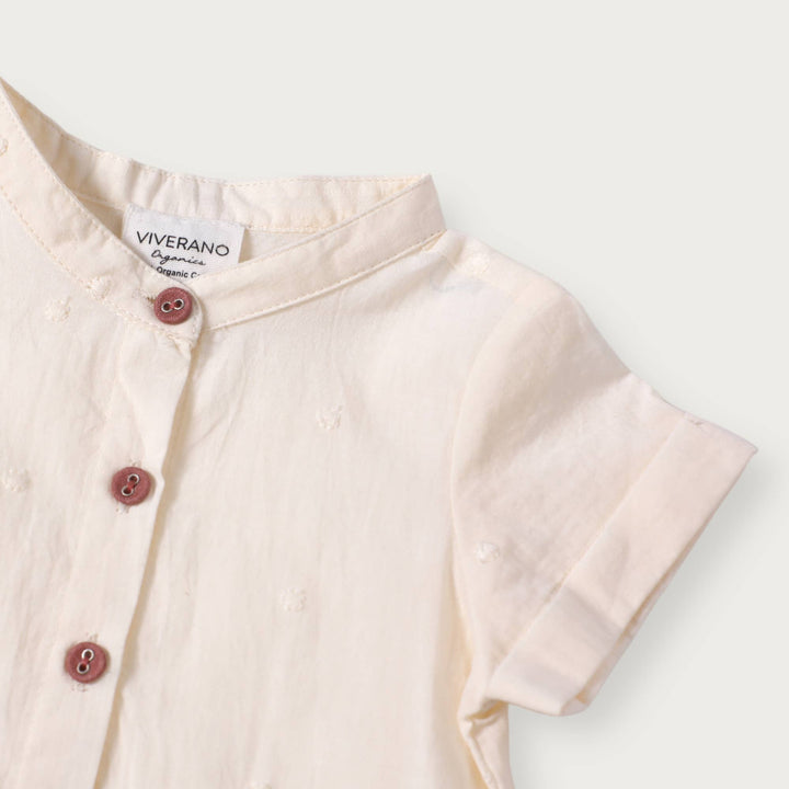 Laurence Mandarin Collar Baby Shirt + Shorts 2pc Set (Linen)