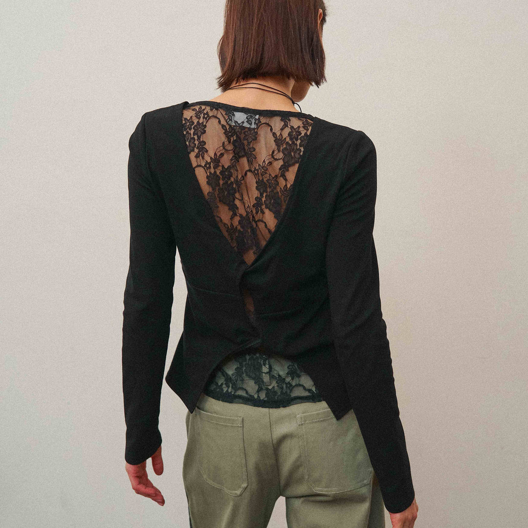 The Able Lace Back Long Sleeve Top