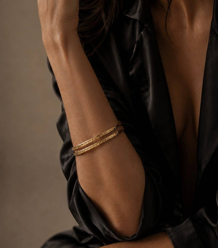 Pre-Order: Soleil Hammered Cuff Bracelet — Gold