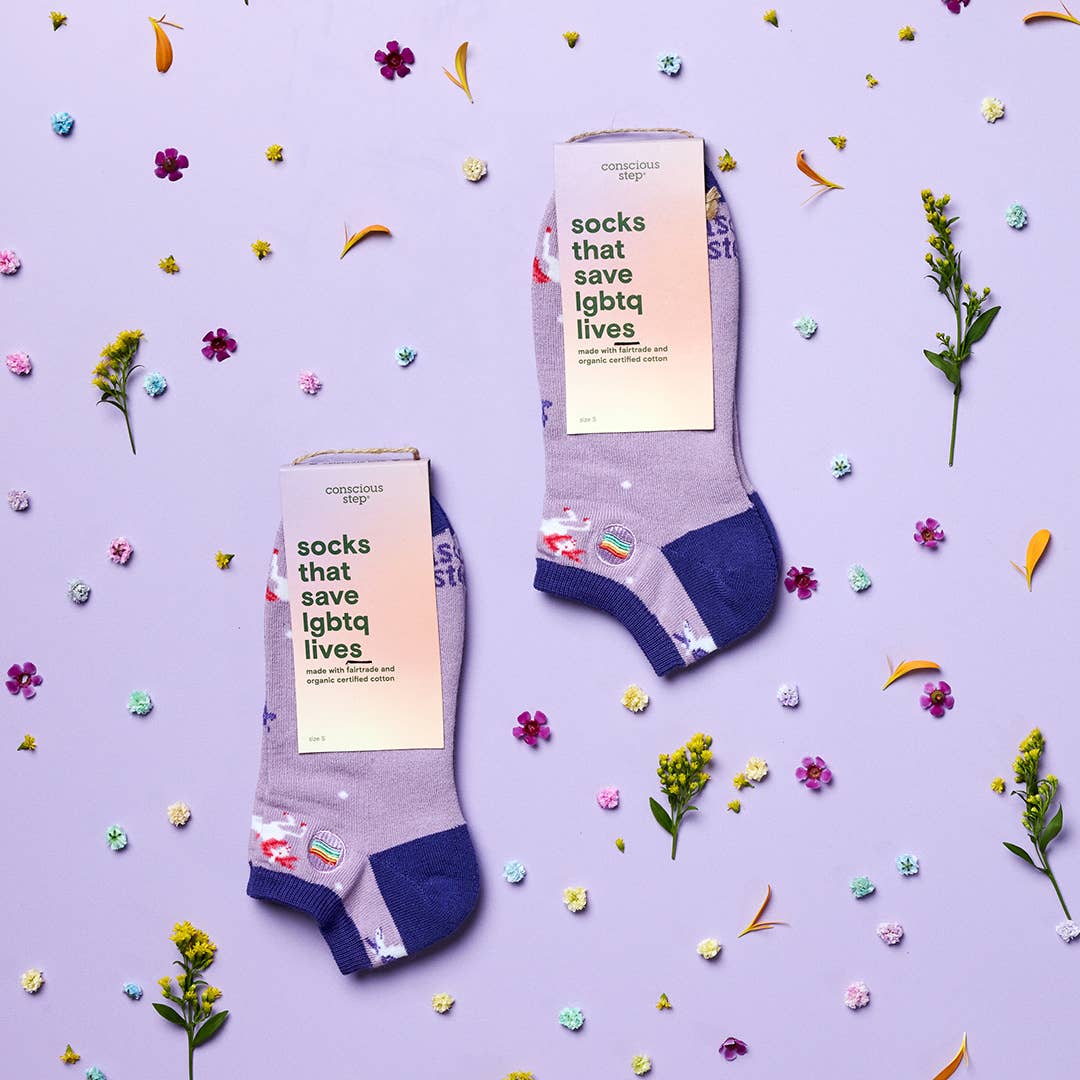 Conscious Step - Ankle Socks that Save LGBTQ Lives (Purple Unicorns)
