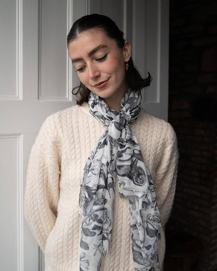 Fable England - FABLE Tree Of Life Vintage Monochrome Lightweight Scarf