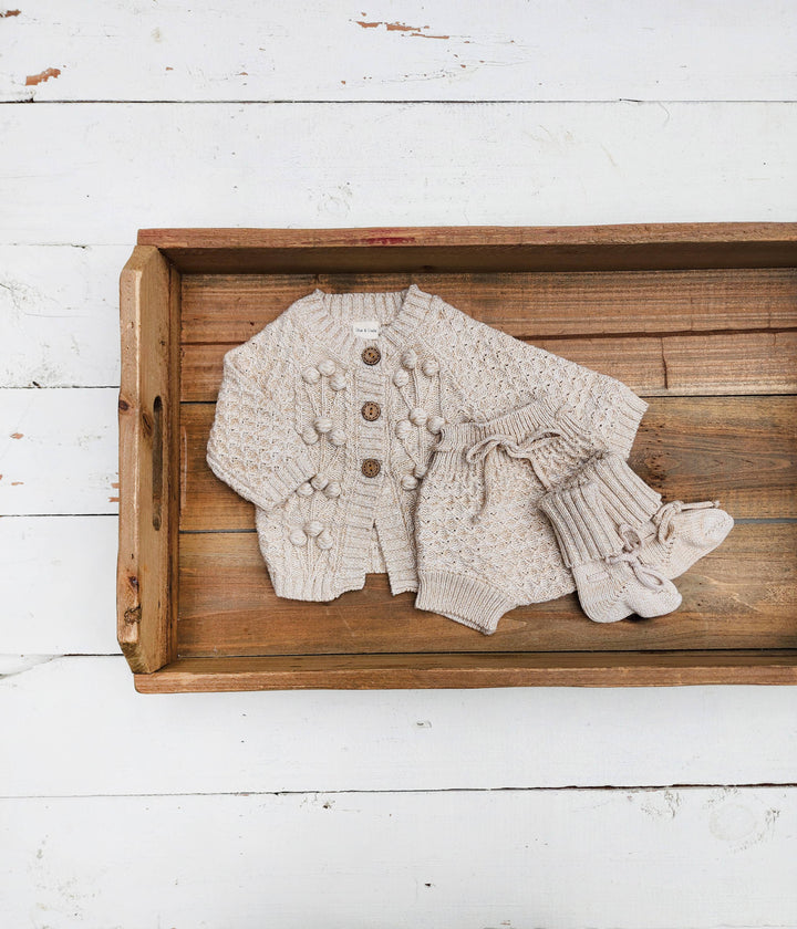 OLIVE & CRADLE - Baby Knit Outfit 4PC SET Sweater Bloomer Booties bonnet