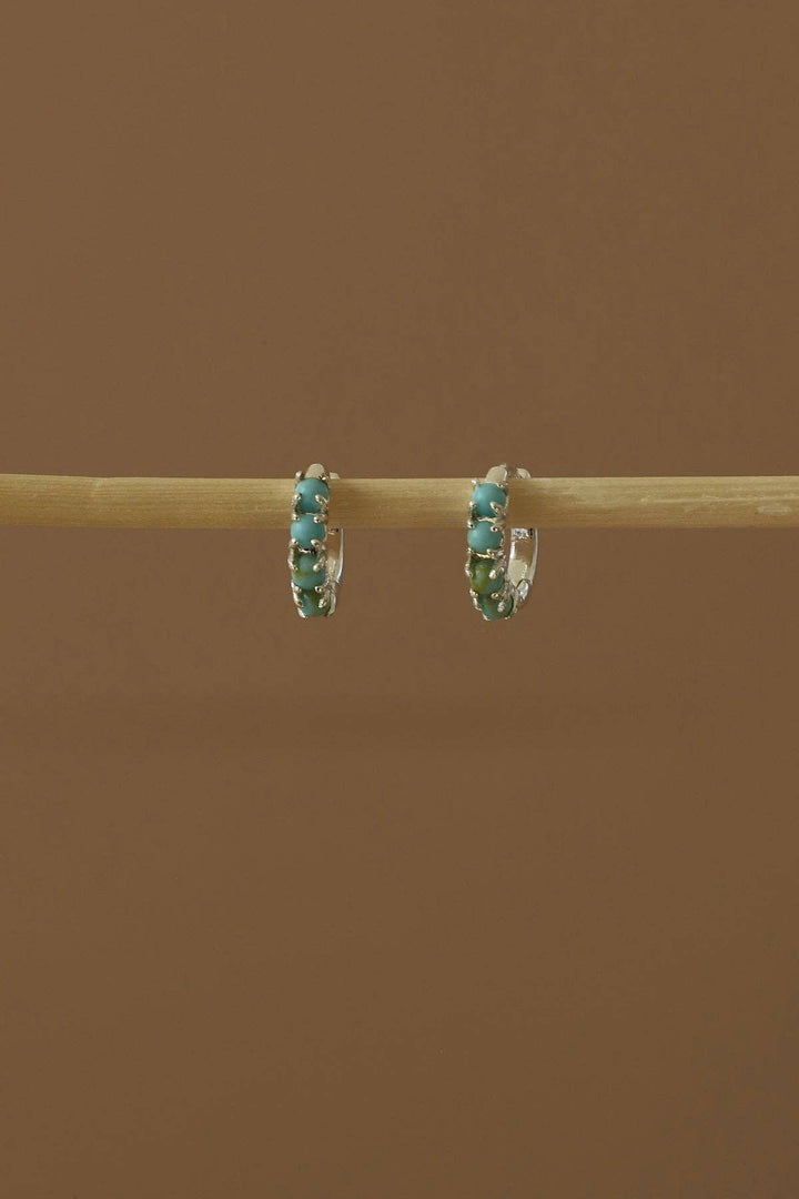 Pre-Order: MINI SILVER TURQUOISE HOOPS