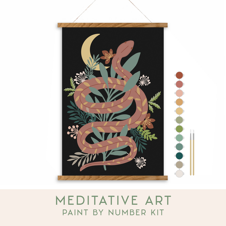 Breathe People - Floral Snake Meditative Art Paint by Number Kit