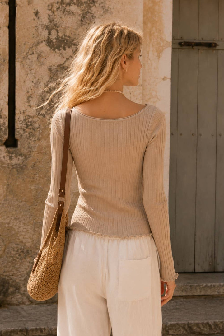 The Ribbed Boat Neck Top