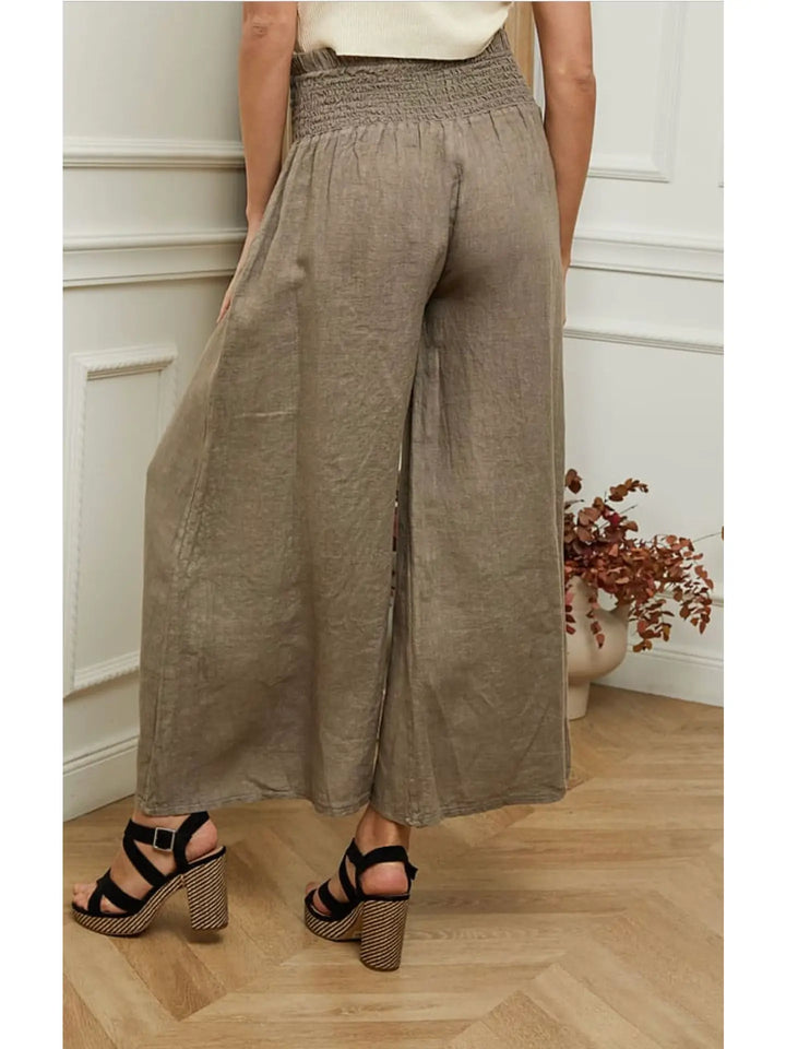 Linen Wide-Leg Pants Taupe