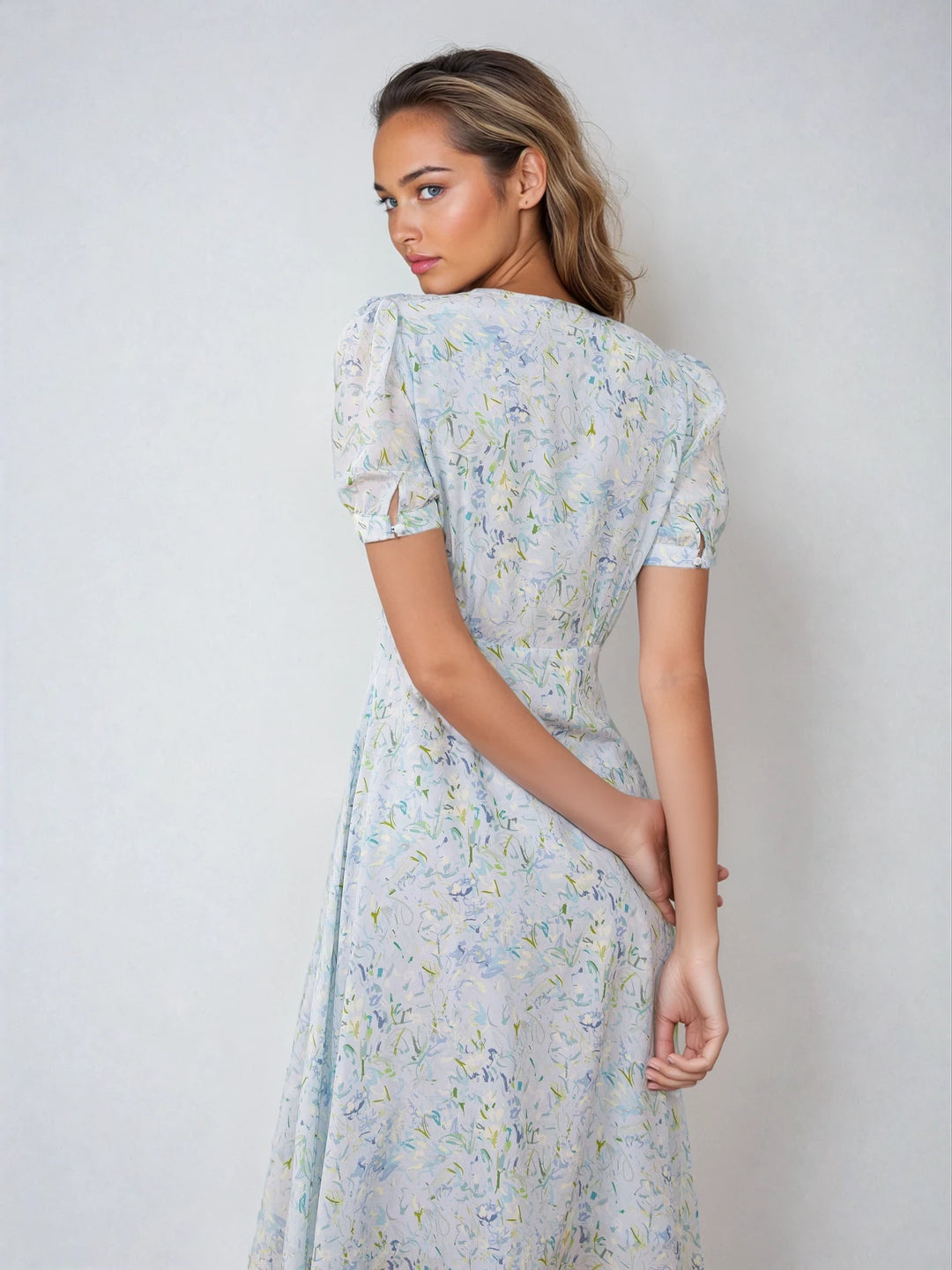 Blue Silk Midi Dress