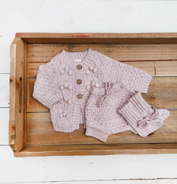 OLIVE & CRADLE - Baby Knit Outfit 4PC SET Sweater Bloomer Booties bonnet