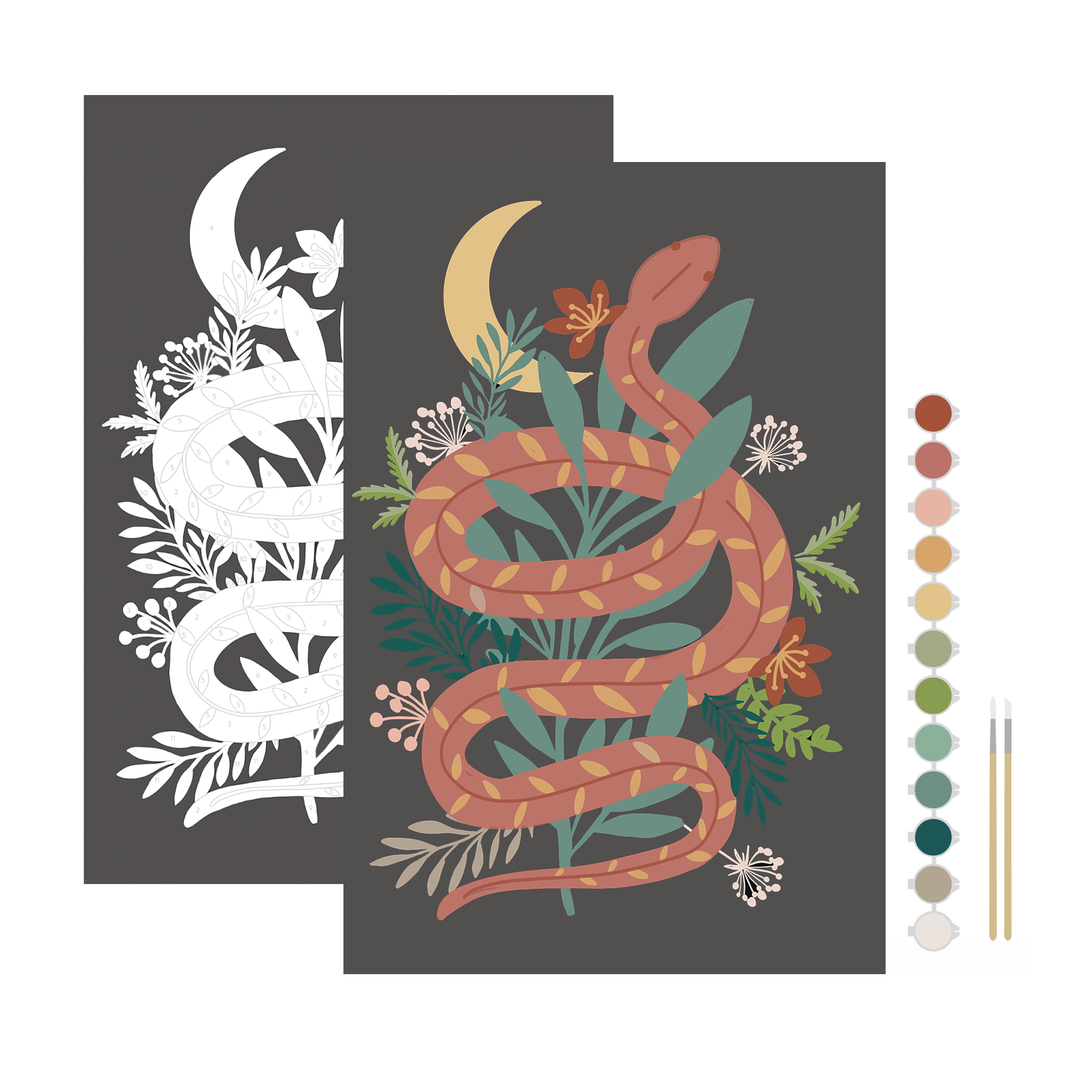 Breathe People - Floral Snake Meditative Art Paint by Number Kit