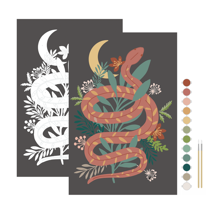 Breathe People - Floral Snake Meditative Art Paint by Number Kit