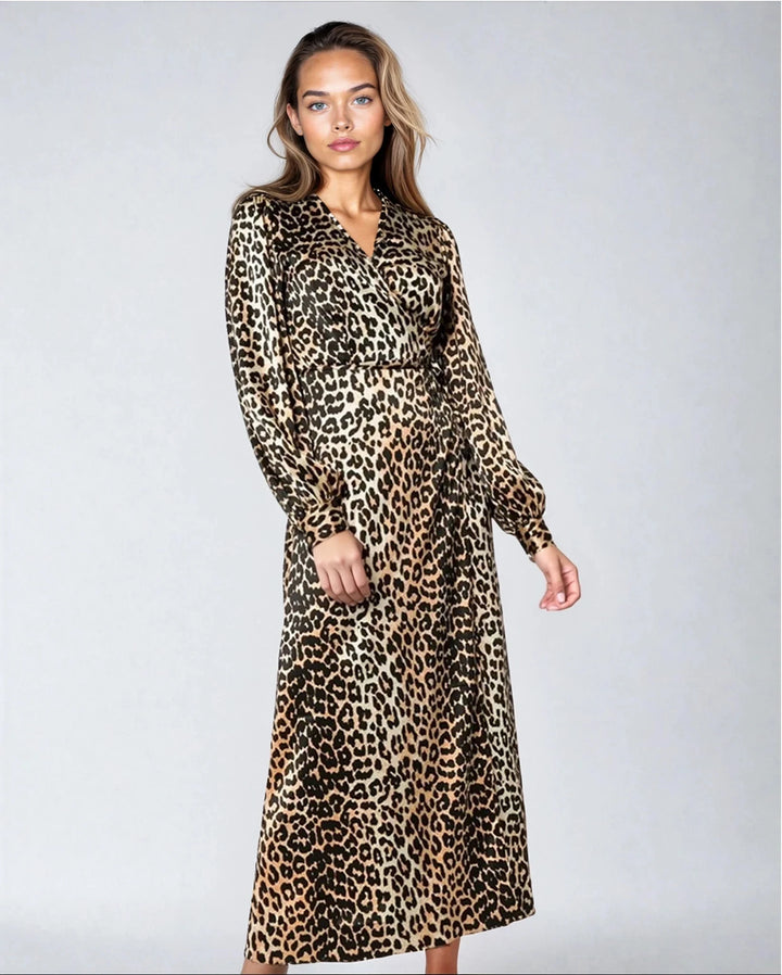 GANNI Leopard wrapped dress