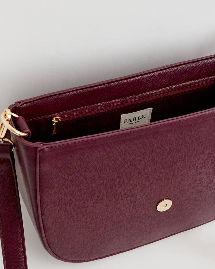 Fable England - FABLE Nina Burgundy Vegan Leather Messenger Purse ON SALE