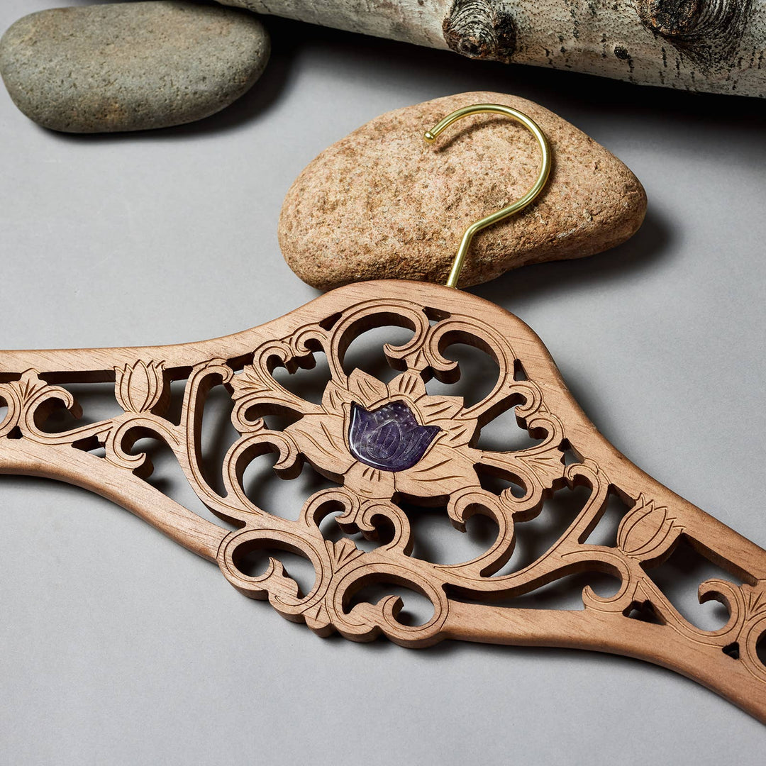 Radiant Home Products - Lotus Wood Designer Hanger -Multiple Sizes & crystals