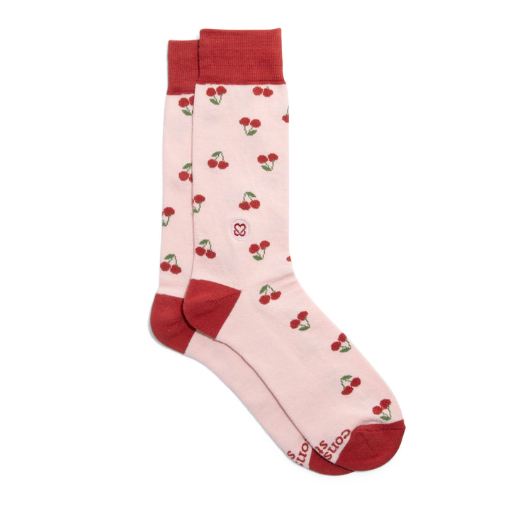 Conscious Step - Socks that Support Self-Checks (Pink Cherries)