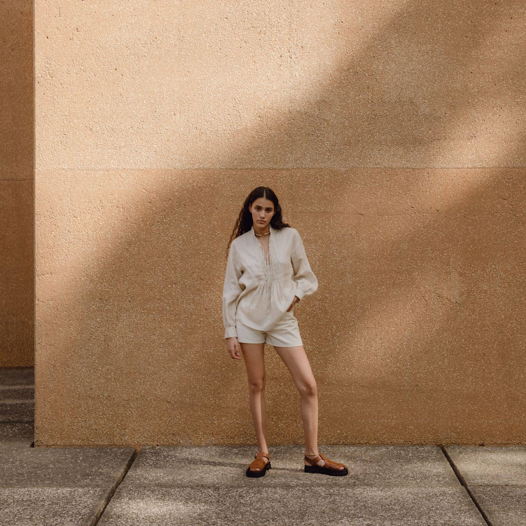 The pleated Linen blouse