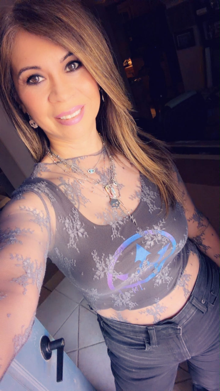 The Aubrey Lace Top in Charcoal