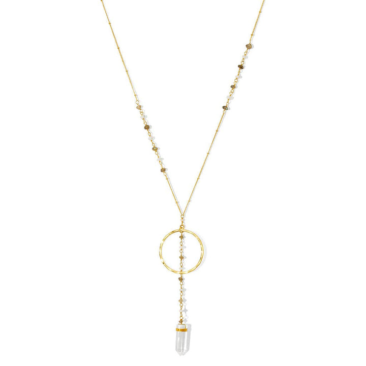 Crystal Halo Y Necklace — SLATE + SALT