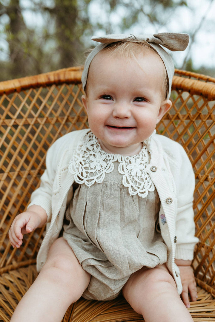 Floral Pointelle Knit Baby Cardigan (Organic Cotton)