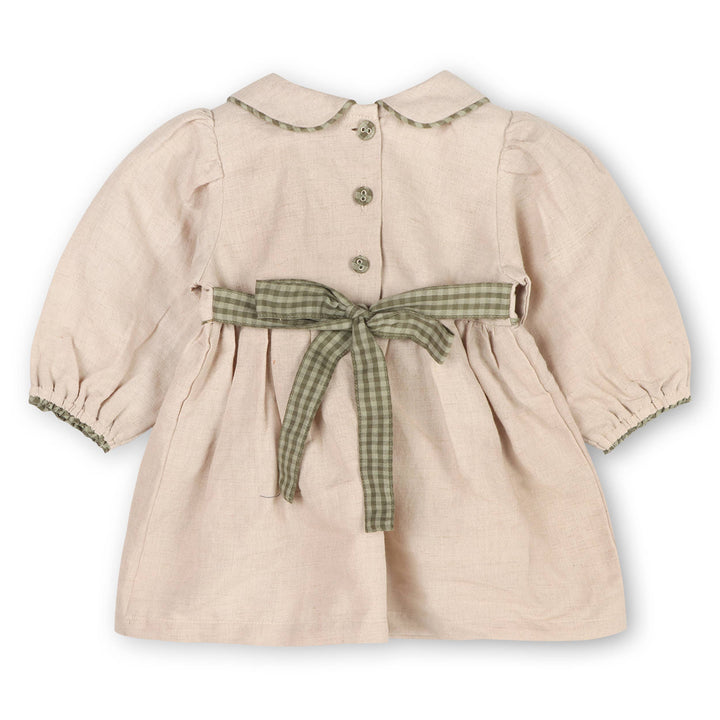 Organic-Floral Peter Pan Baby Dress & Fancy Bloomer (Linen Blend)
