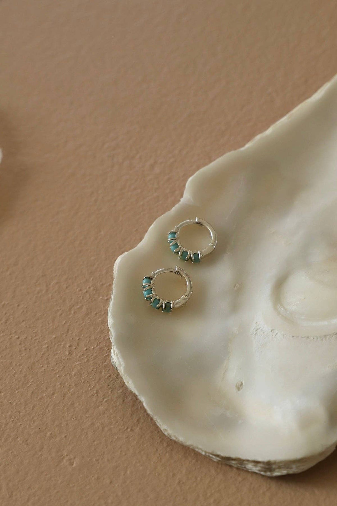 Pre-Order: MINI SILVER TURQUOISE HOOPS