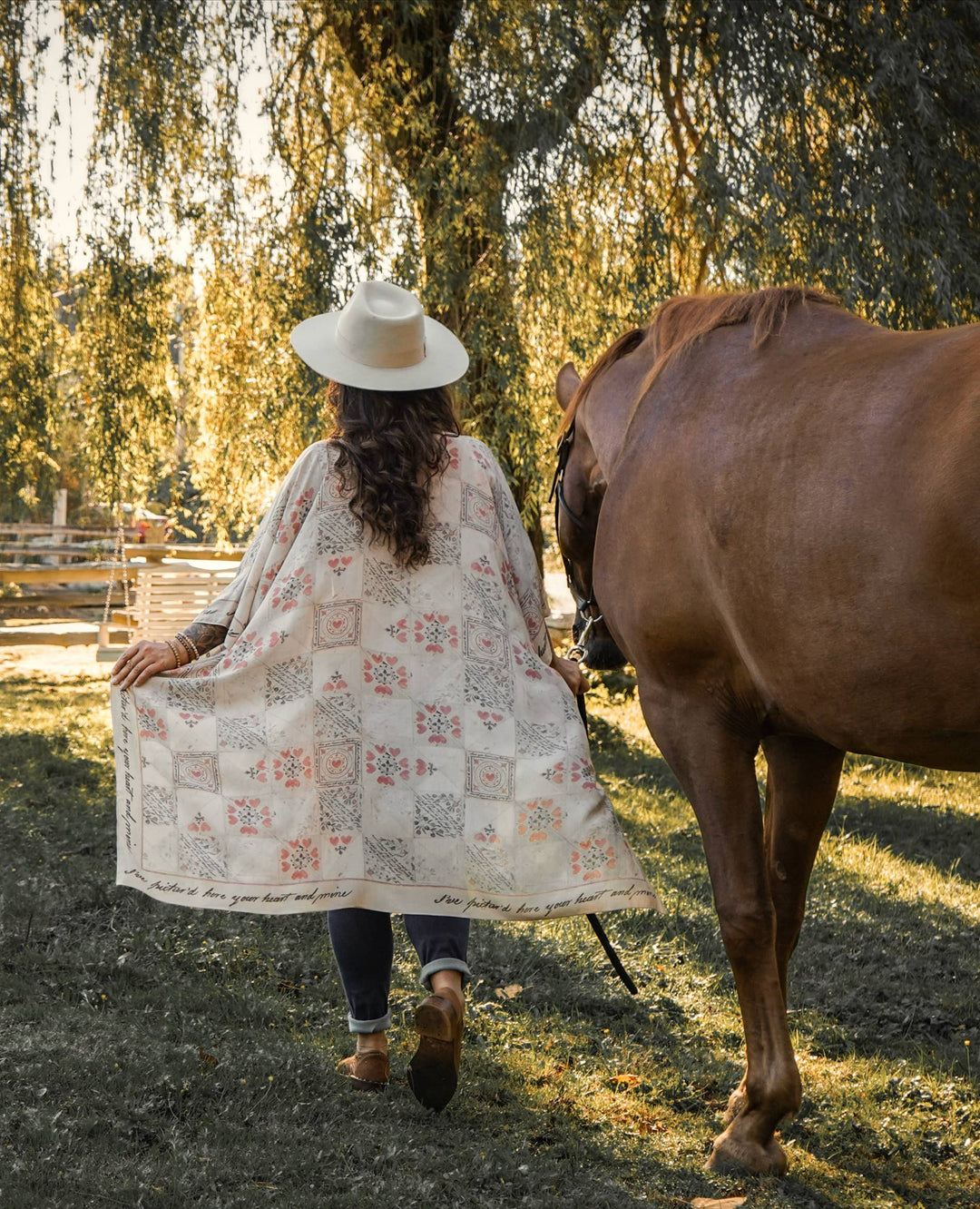 Love Story Heart Print Bamboo Boho Kimono