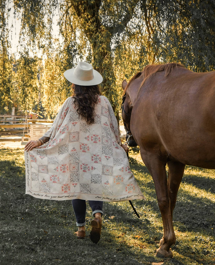 Love Story Heart Print Bamboo Boho Kimono