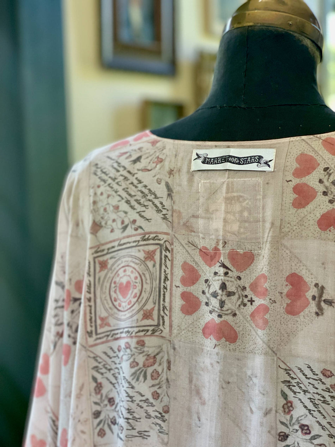 Love Story Heart Print Bamboo Boho Kimono