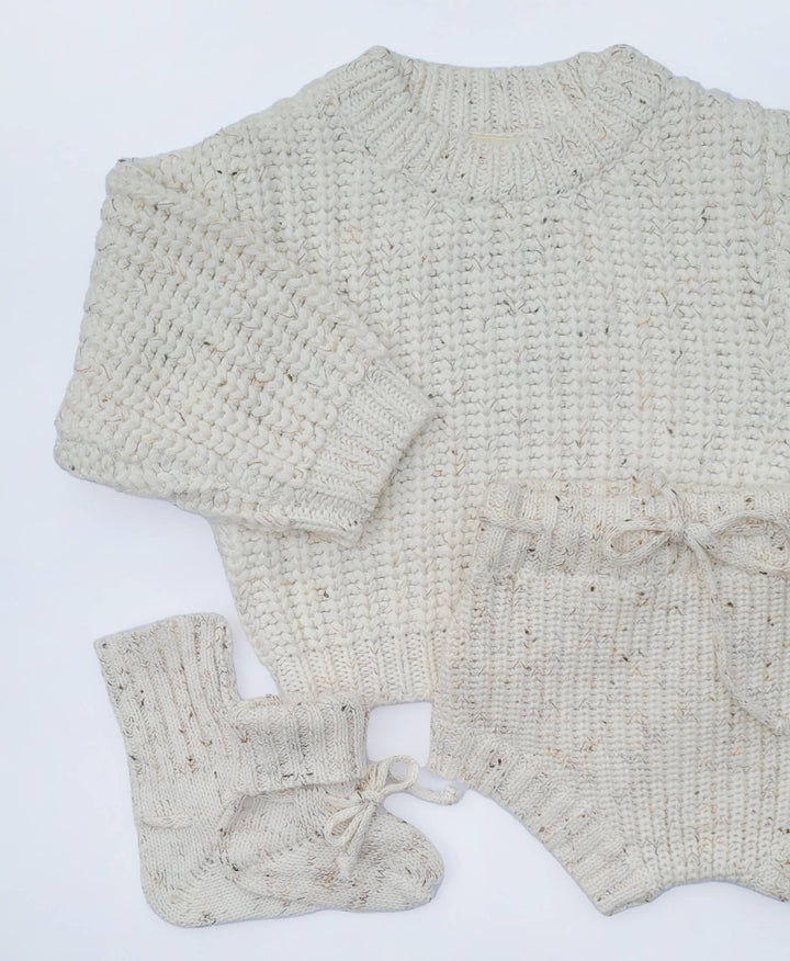 OLIVE & CRADLE - Baby Sweater Chunky Braided knit Cotton oversize style