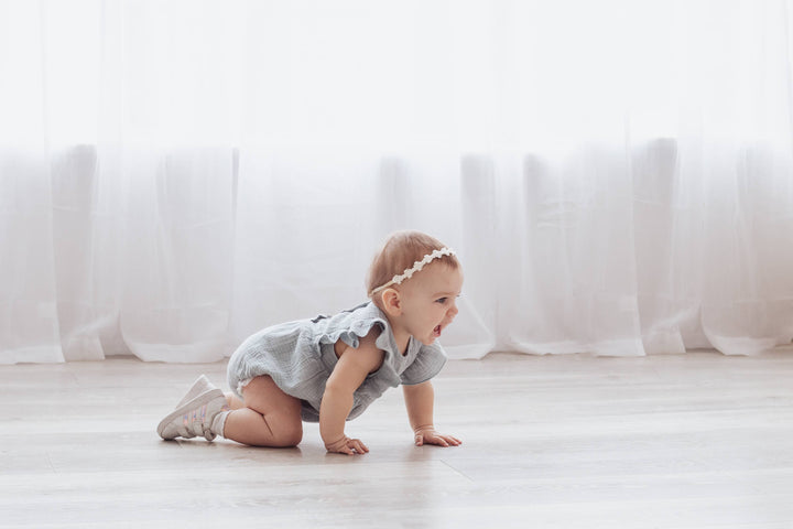 OLIVE & CRADLE - Baby Girl Muslin Spring Romper Short sleeve | Mint Green