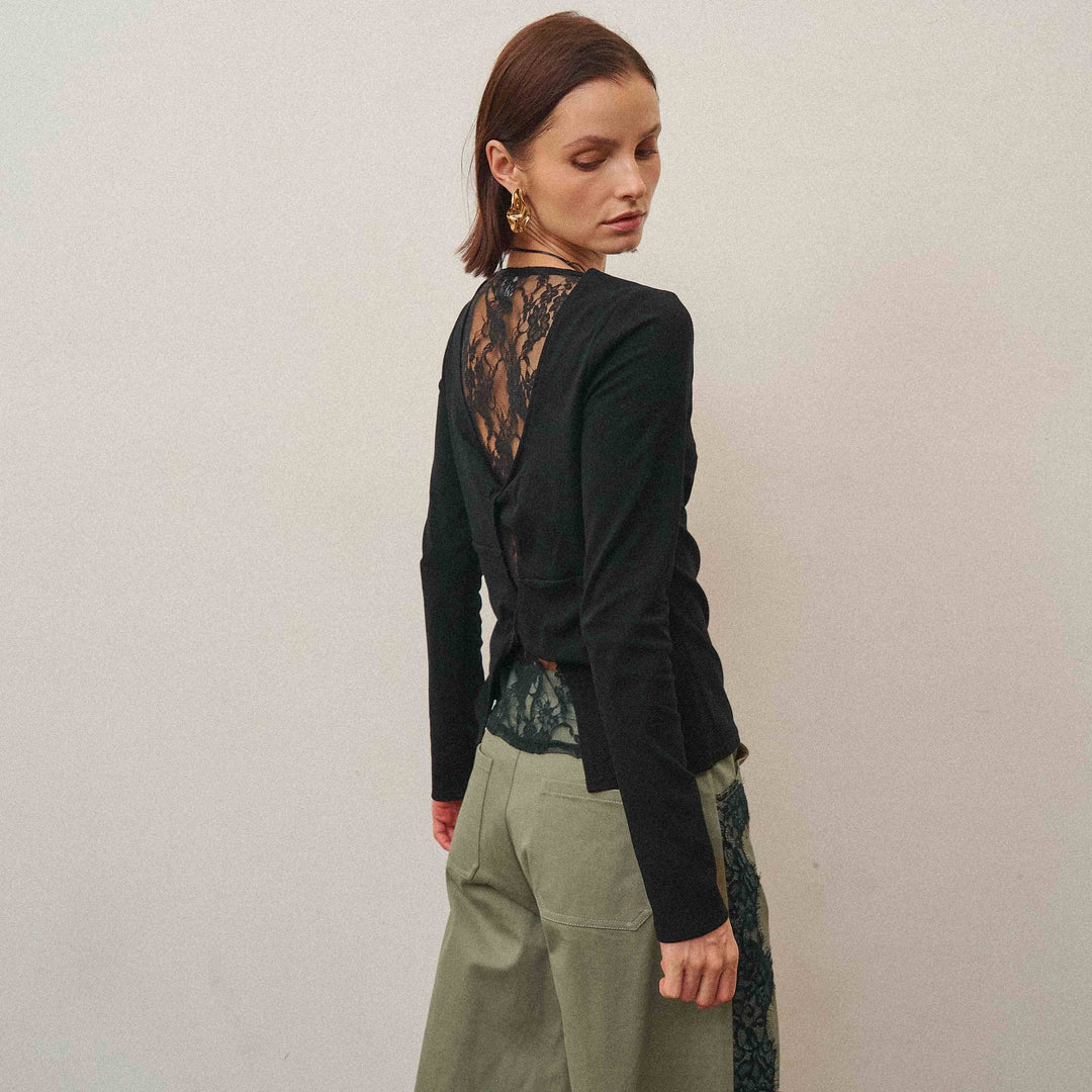 The Able Lace Back Long Sleeve Top