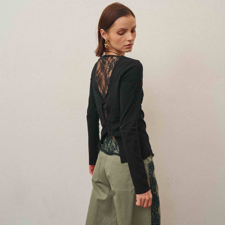 The Able Lace Back Long Sleeve Top