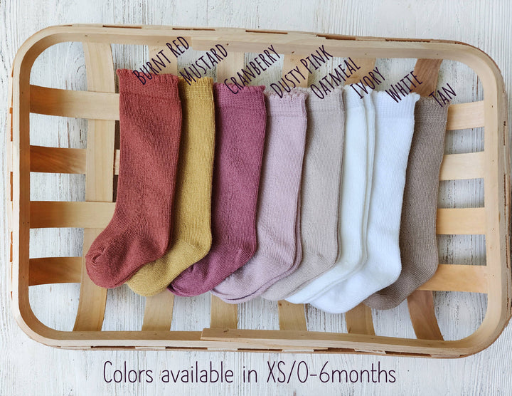 OLIVE & CRADLE - Baby Kids knee high socks french lace Dressy knit socks