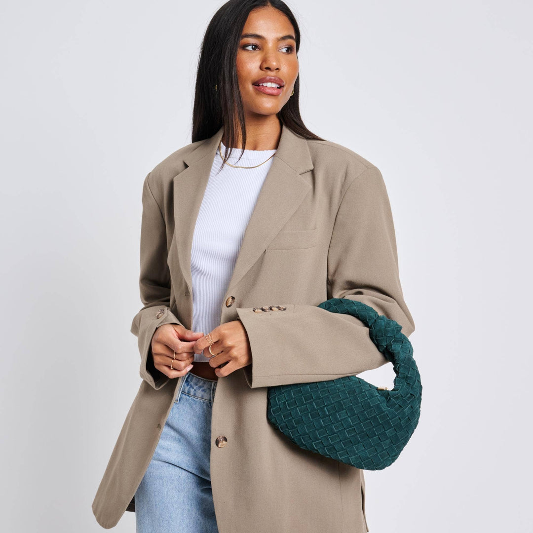 Moda Luxe - Autumn Woven Genuine Suede Leather Clutch