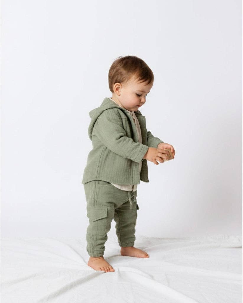 The Noel Three-Piece Muslin Set in Sage