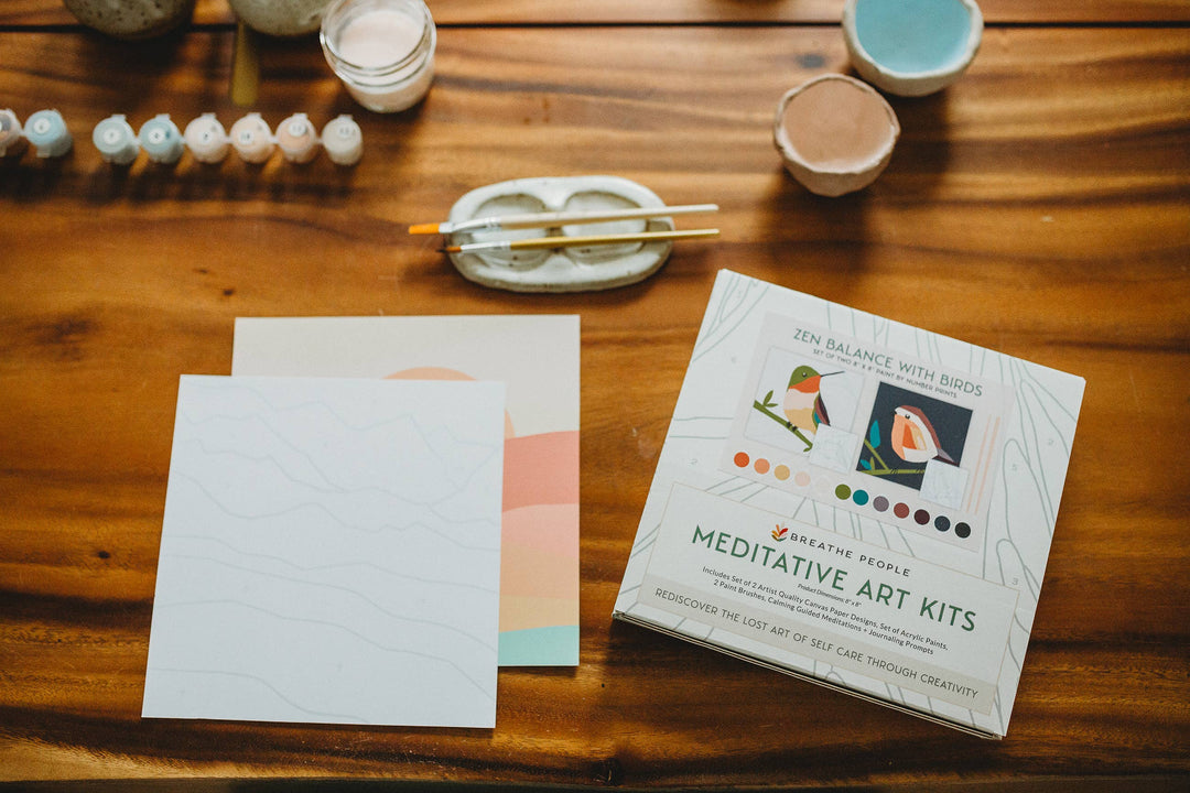 Breathe People - Mod Potted Plants Meditative Art Paint by Number Kit+ Easel