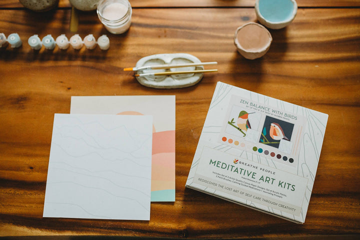 Breathe People - Mod Potted Plants Meditative Art Paint by Number Kit+ Easel